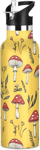 Vista 16 de Red Mushrooms Termitomyces Albuminosus Purple Double Wall Vacuum Insulated Bottles Water Bottles With Straws Leak-proof BPA-Free Leak Proof for Gym
