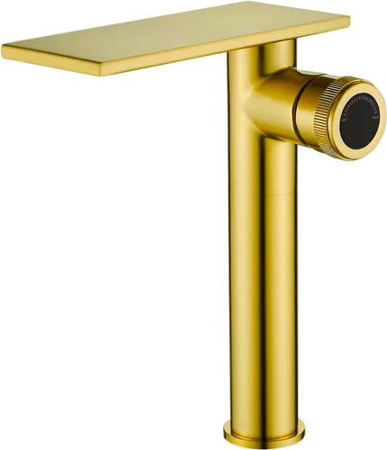 Vista 10 de becola Grifo Moderno de Lavabo de Baño, Grifo Alto para Lavabo de Baño, Grifo de Lavabo de Cuerpo en Níquel Cepillado, Grifo de Orificio Único