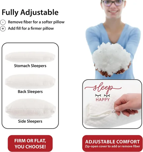 Vista 2 de Core Products Almohada ajustable – Loft personalizable con relleno de plumón alternativo para dormir de lado, espalda o estómago; espuma