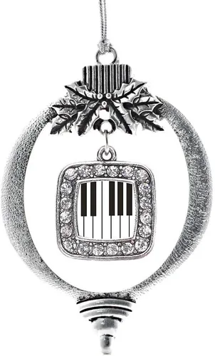 Vista 15 de Inspired Silver - Adorno con dije de reina de rodillo - Adornos navideños cuadrados de plata con joyas de circonita cúbica