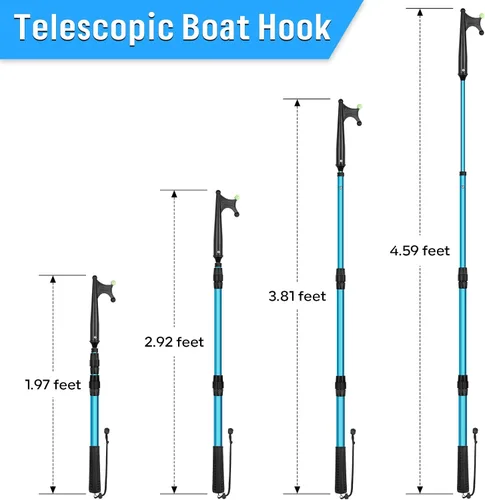 Vista 3 de SANLIKE Telescopic Boat Hook for Docking, Extendable Marine Docking Pole with Luminous Design, Rust-Resistant Aluminum, Non-Slip Handle, Lightweight