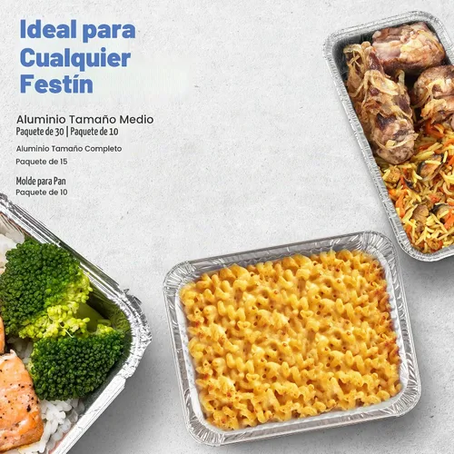 Vista 7 de Moldes desechables de aluminio de 2 libras para hornear, servir y almacenar, sartén desechable resistente al calor, ideal para alimentos