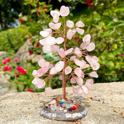 Vista 3 de Árbol de la vida de chakras, árbol de cristal para energía positiva, piedras preciosas y cristales, árbol de dinero, decoración de Feng Shui