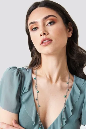 Vista 5 de Collar largo de cadena de plata para mujer, colgante bohemio, cadena de suéter con perlas de cristal, collares de cuentas de moda, joyería de plata