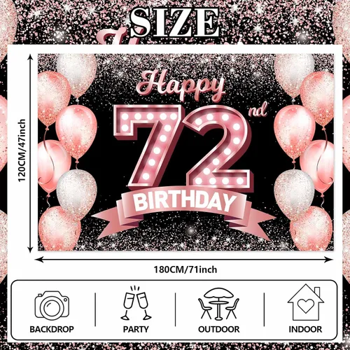 Vista 245 de Cartel de feliz cumpleaños décimo oro rosa, telón de fondo, saludos a 10 años, globos de confeti, decoración temática para niñas de 10 años