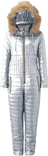 Vista 2 de JUNGE Traje de esquí para mujer, traje de invierno para deportes de nieve al aire libre, overol con capucha y cuello con capucha, ajuste delgado