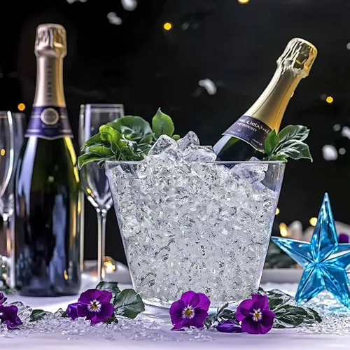 Vista 4 de Rocas de hielo falsas transparentes 700 piezas de diamantes falsos rellenos Centros de mesa de boda, pecera, exhibición de alimentos, accesorios