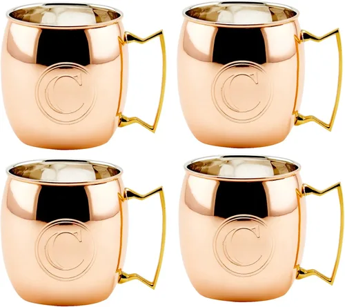 Vista 12 de Old Dutch International Taza sólida Moscow Mule, 16 onzas, monograma A, cobre