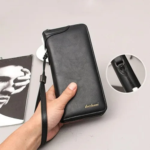 Vista 2 de LOHXA Men Wallets Business Handbag Clutch Bag Wallet Cell Phone Pocket Purse Credit Card Holder billeteras para hombre Wallet For Men (Color Black)