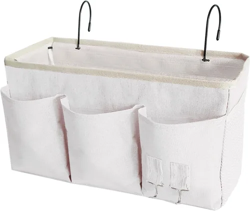 Vista 8 de Organizador de almacenamiento colgante para literas y camas de hospital, cama de dormitorio universitario, se puede colocar lentes, libros, Negro