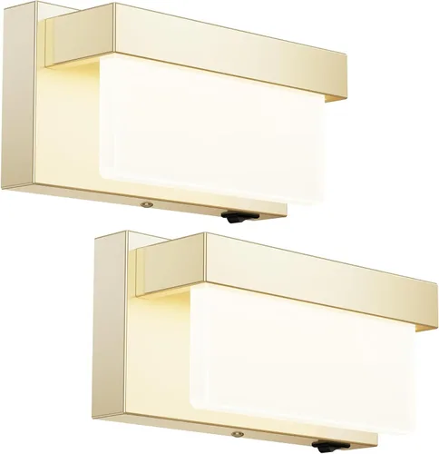 Vista 11 de Aplique de pared de batería cromado con interruptor de encendido/apagado, lámpara de pared LED de 8 pulgadas, pantalla acrílica, lámpara de pared