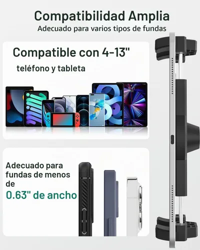 Vista 6 de [Usado] Soporte para tableta para visera solar para automóvil, soporte de teléfono con clip de visera con brazo de metal, abrazadera de tableta