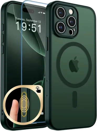 Vista 134 de zapica Funda magnética para iPhone Air, con protector de pantalla de vidrio templado, compatible con MagSafe, translúcida mate, a prueba de golpes