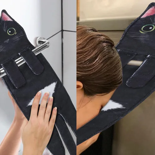Vista 7 de Divertidas toallas de mano para decoración de baño y cocina, bonita toalla de mano colgante de gato, accesorios de cocina, ideas únicas de regalo