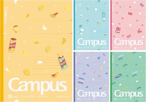 Vista 14 de KOKUYO Cuadernos de composición, paquete de 5 cuadernos Campus Semi-B5 Comp con punto A a rayas de 0.276 in, 30 hojas, cuaderno rayado escolar
