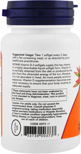 Vista 4 de Now Foods Now Supplements, vitamina D-3 5,000 UI, alta potencia, soporte estructural*, 240 cápsulas blandas (paquete de 4)