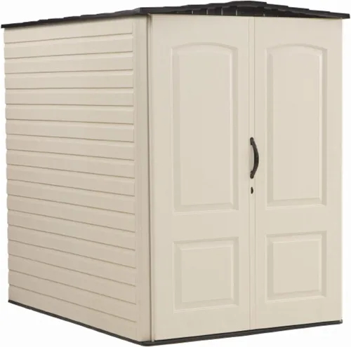 Vista 7 de Rubbermaid - Cobertizo grande de resina resistente a la intemperie para exteriores y jardines modelo Roughneck