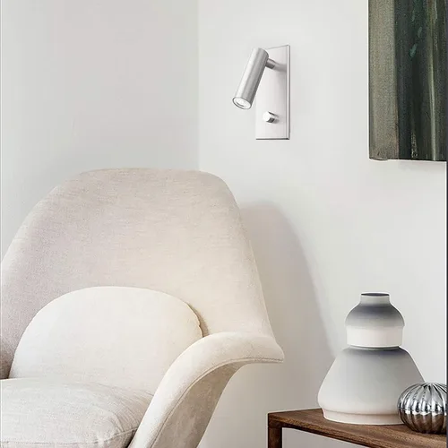 Vista 5 de Meanyee Lámpara de lectura de pared con interruptor giratorio/regulable/brazo ajustable/incrustado/níquel cepillado/3000K LED/MY-WN225B