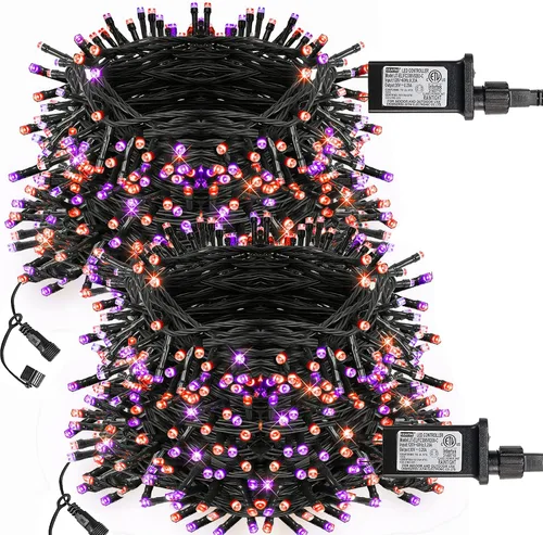 Vista 24 de Dazzle Bright - Guirnalda de luces de Navidad para exteriores, 1000 luces LED de 328 pies, enchufe de luz de hada con control remoto, 8 modos