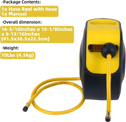 Vista 2 de 8MILELAKE Carrete de manguera de aire retráctil de rebobinado automático para montaje en pared, herramienta para compresor de aire, 33 pies x 5/16