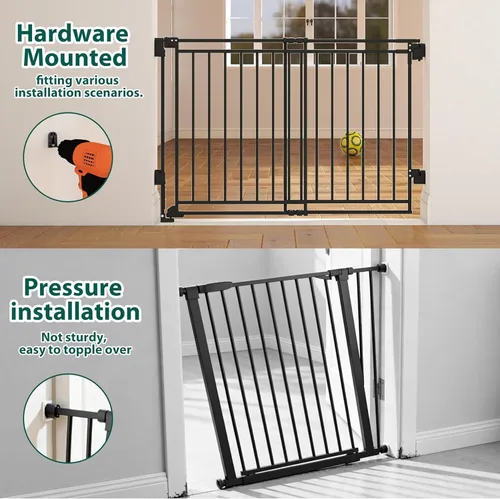 Vista 3 de Miumoon Puerta de bebé de 26.5-43 pulgadas sin barra inferior para escaleras, puerta de perro de cierre automático 2 en 1 para interiores con puerta