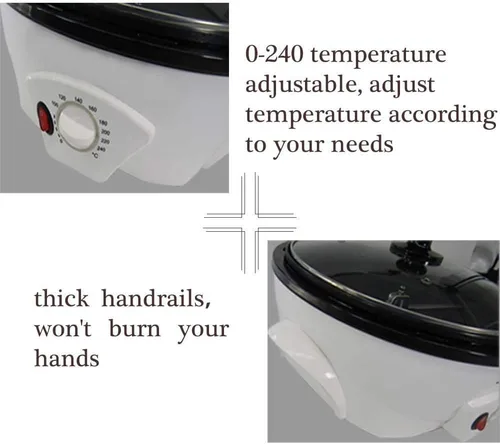 Vista 5 de JIAWANSHUN Tostador de café eléctrico 17.64 oz Tostador de grano de café 32.0-464.0 °F antiadherente para el hogar granos de cacahuete tostador 1200