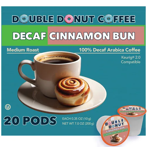 Vista 18 de Double Donut Coffee Cápsulas de café tostado oscuro descafeinado, café de mezcla extra atrevida, café de una sola porción para máquinas Keurig K