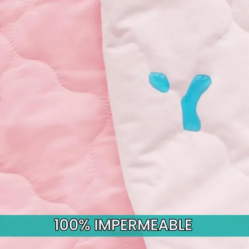 Vista 4 de Waterproof Pack and Play Mattress Pad Sheets Fitted, Pink Protector Cover