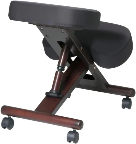 Vista 5 de Office Star KC Series - Rodillera ajustable de diseño ergonómico con acolchado de espuma viscoelástica y ruedas, base de madera con acabado espresso