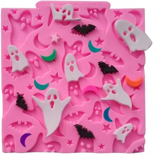 Vista 5 de Juego de 6 moldes de fondant para pastel de Halloween, herramientas de decoración de cupcakes de fiesta de Halloween, molde de silicona