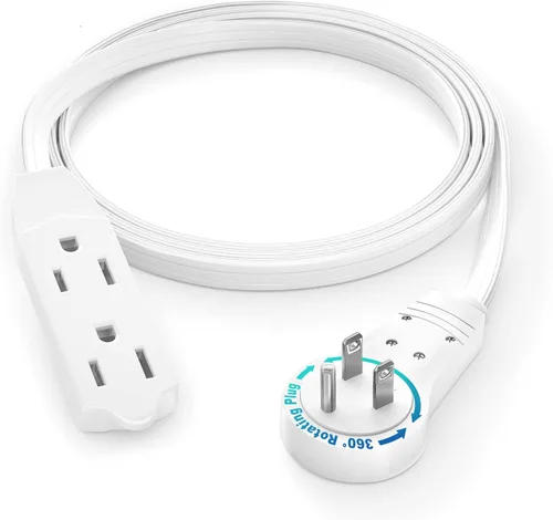 Vista 14 de Maximm - Cable de extensión de enchufe plano giratorio de 360°, 0.30 m, 16 AWG, múltiple, extensión de salida, cable con conexión a tierra, 3 Blanco