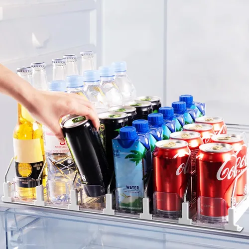 Vista 10 de Organizador de bebidas para refrigerador, dispensador de latas de soda para refrigerador, dispensador automático de bebidas para refrigerador