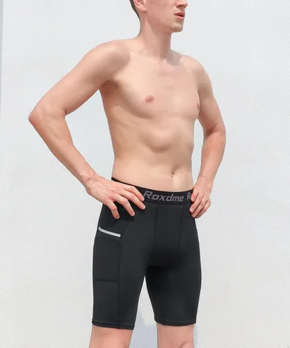 Vista 2 de Roxdme 5 or 1 Pack Compression Shorts Men Spandex Sport Shorts Athletic Workout Running Tights Performance Underwear
