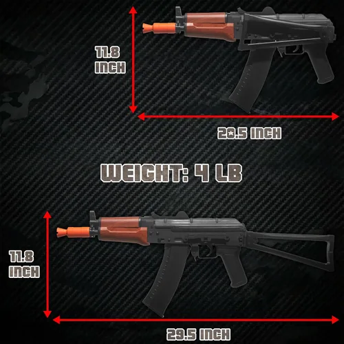 Vista 3 de EMERBU Pro-Grade Gel Splatter Ball Blaster AKS74U Actualizado por EMERBU - Cuerpo de Metal y Nylon - 11.1V Alta Potencia - Conjunto de Engranajes
