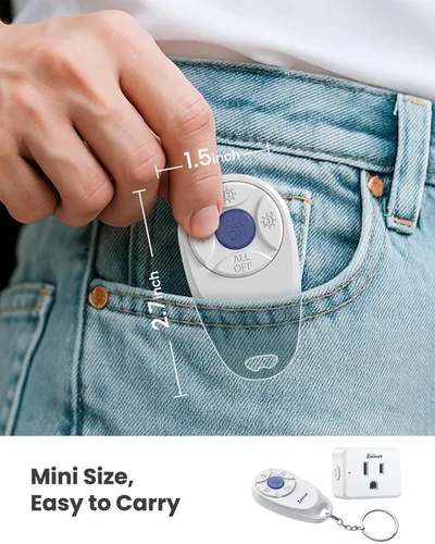 Vista 2 de Zoiinet Mini interruptores de enchufe de salida de control remoto de 3 bandas, diseño de mini llave, interruptores de luz inalámbricos expandibles