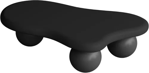 Vista 6 de Mesa de centro Cloud de 47.2 pulgadas con 3 patas de bola, moderna mesa central irregular para sala de estar, mesa de té pequeña baja y bonita