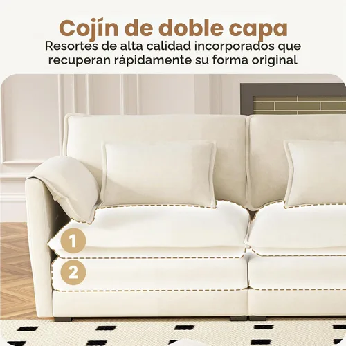 Vista 3 de Real Relax 145'' Sofá seccional modular, sofá convertible de 4 plazas con chenilla, 8 almohadas y 2 reposabrazos para sala de estar, oficina