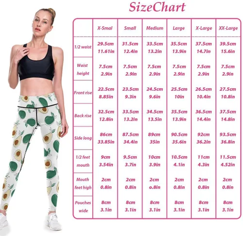Vista 5 de JUNZAN Healthy Food Avocado Print Womens Yoga Pants Spandex Pants for Tall for Beach Fitness XS