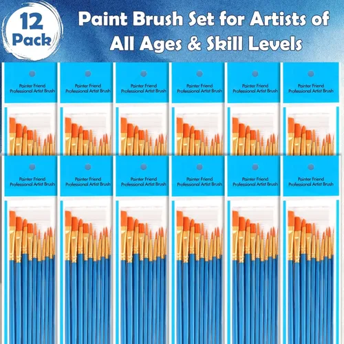 Vista 3 de Pinceles de pintura para pintura acrílica, juego de 120 pinceles de pintura acrílica, pinceles multiusos a granel para lienzo, acuarela, pintura