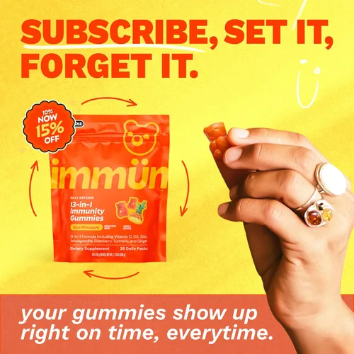 Vista 4 de Grüns Gomitas de inmunidad inmune con vitamina C, apoyo inmunológico diario