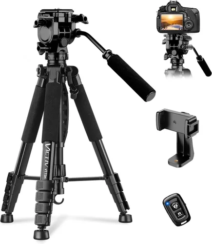 Vista 9 de VICTIV Trípode de cámara de 74 pulgadas, trípode para cámara y teléfono, soporte de trípode profesional de aluminio para Canon Nikon con bolsa