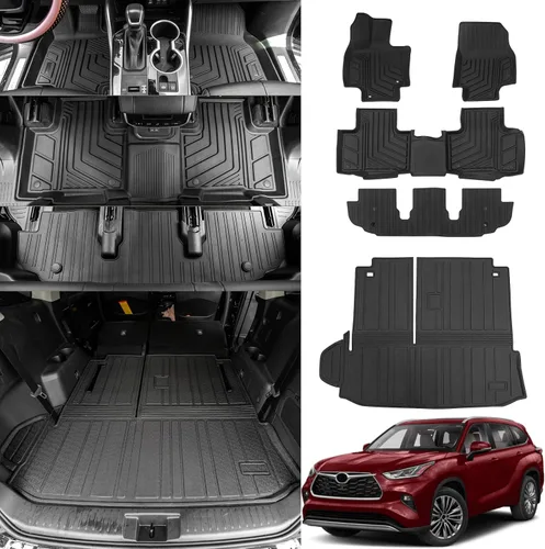 Vista 12 de Bomely - Juego de alfombrillas para Toyota Highlander 7 asientos 2014-2019 Compatible con Highlander 2014-2019