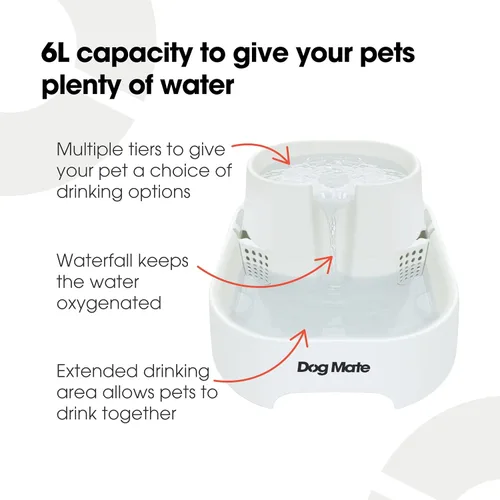 Vista 5 de Dog Mate Fuente de agua grande de varios niveles para mascotas (385) - Estación de agua para perros y gatos, diseñada para una fácil hidratación