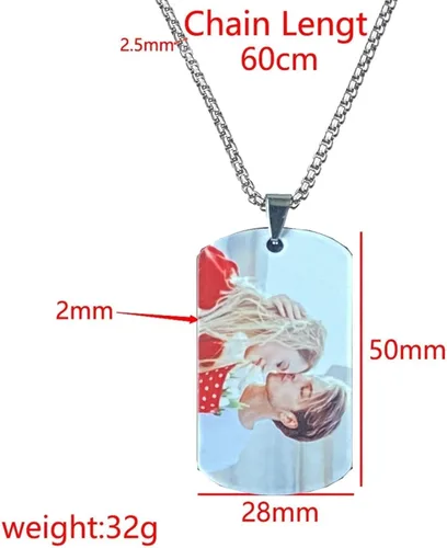 Vista 3 de Collar personalizado para hombres y mujeres, collar creativo con foto impresa, colgante de foto con caja de regalo, Metal, No es una piedra preciosa