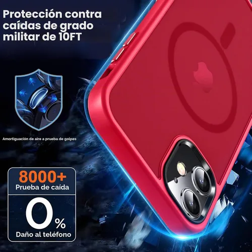 Vista 4 de MOCCA - Funda magnética a prueba de golpes para iPhone 11, color rojo