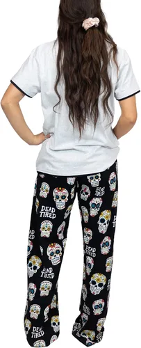 Vista 2 de Lazy One Conjunto de pijama para mujer, manga corta con bonitos estampados, ajuste relajado