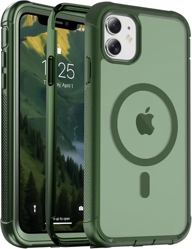 Vista 146 de jaroco - Funda magnética compatible con MagSafe para iPhone 11 de 6.1 pulgadas; protección de grado militar contra caídas, de doble capa