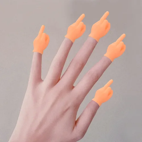 Vista 5 de Manos diminutas para dedos – 10 piezas de mini marionetas de mano (signo de dedo medio) goma premium Naturaleza
