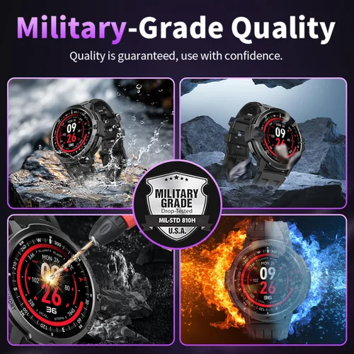 Vista 7 de Rugged Smart Watch for Men with Built-in GPS, 6-Axis Sensor for HIIT/Run Form Analysis, 1.46'' Tactical Smartwatch with Bluetooth Calls, Compass