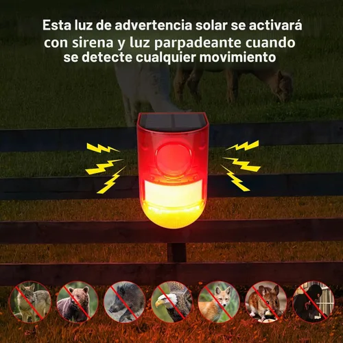 Vista 5 de Aolyty Luz solar de alarma con sensor de movimiento con sirena y LED rojo